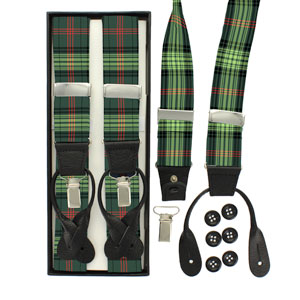 Braces, Tartan Suspenders Dual Clip & Button, Ross Tartan